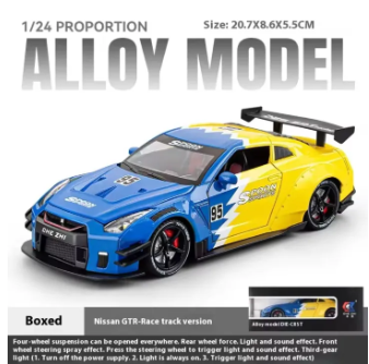 1:24 Diecast Nissan GTR R35 Model Car With Smoke